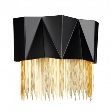 HK-ZUMA-3W-SBG Zuma 3 Light Wall Light in a Satin Black and Gold Finish