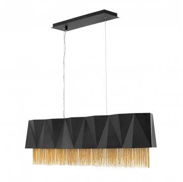 HK-ZUMA-ISLE-SBG Zuma 6 Light Pendant in a Satin Black and Gold Finish