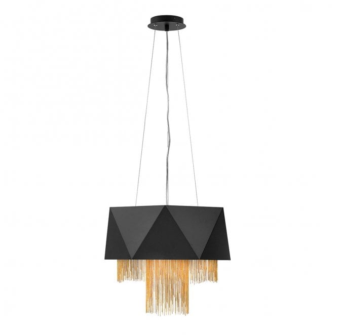 Hinkley/ Fredrick Ramond HK-ZUMA6-SBG Zuma 6 Light Pendant in a Satin Black and Gold Finish