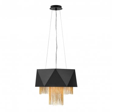 HK-ZUMA6-SBG Zuma 6 Light Pendant in a Satin Black and Gold Finish