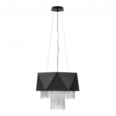 HK-ZUMA6-SBS Zuma 6 Light Pendant in a Satin Black and Silver Finish
