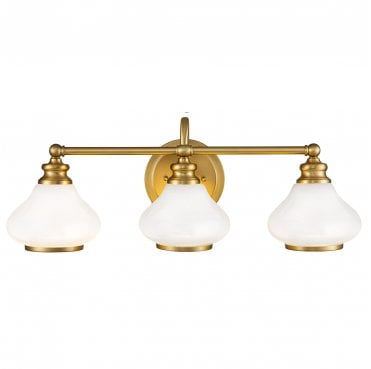 HK-AINSLEY3-BATH-BB Ainsley IP44 3 Light Wall Light in a Brushed Brass Finish