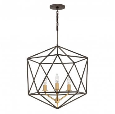HK-ASTRID-3P Astrid 3 Light Pendant Chandelier in a Matt Bronze and Deluxe Gold Finish