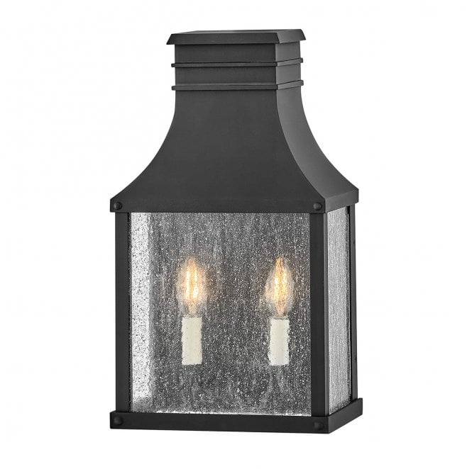 Hinkley HK-BEACON-HILL7-MB Beacon Hill Outdoor IP44 2 Light Half Wall Lantern in a Museum Black Finish