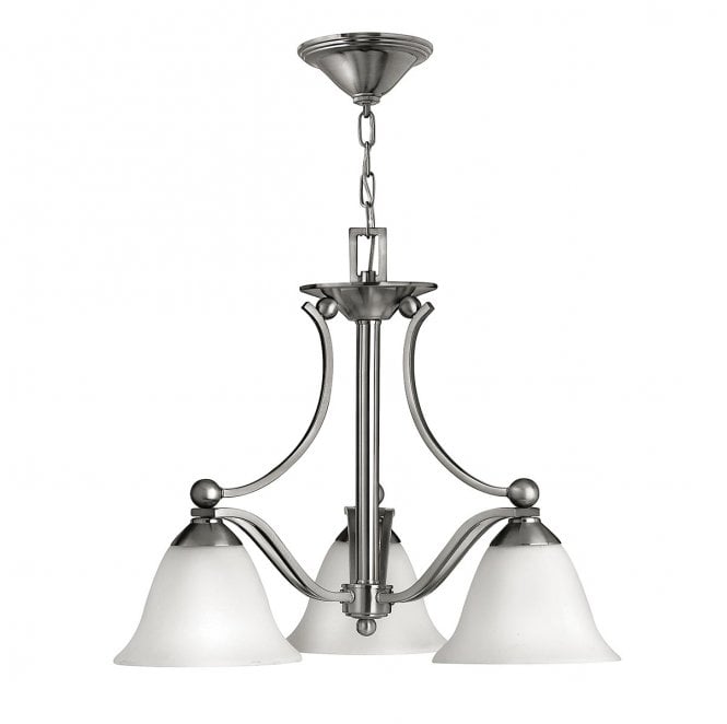Hinkley HK-BOLLA3 Bolla 3 Light Chandelier in a Brushed Nickel Finish