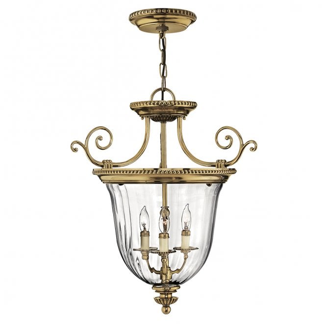Hinkley HK-CAMBRIDGE-P-S Cambridge 3 Light Small Pendant in a Burnished Brass Finish