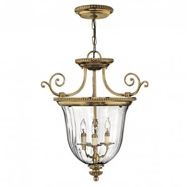 HK-CAMBRIDGE-P-S Cambridge 3 Light Small Pendant in a Burnished Brass Finish