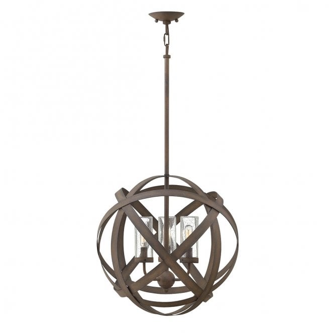 Hinkley HK-CARSON-3P Carson Outdoor IP44 3 Light Chandelier in a Vintage Iron Finish