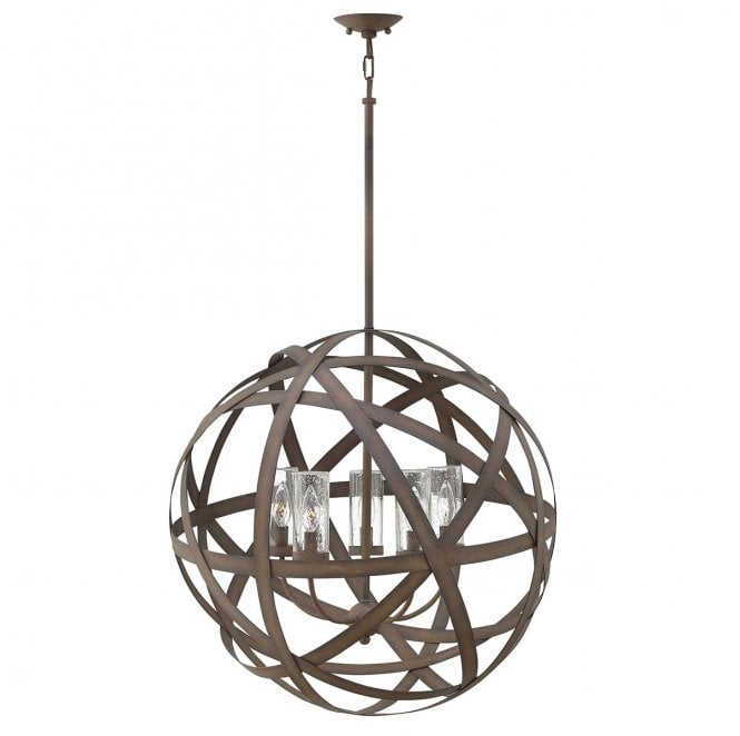 Hinkley HK-CARSON-5P Carson Outdoor IP44 5 Light Chandelier in a Vintage Iron Finish