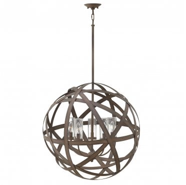 HK-CARSON-5P Carson Outdoor IP44 5 Light Chandelier in a Vintage Iron Finish