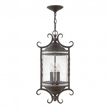 HK-CASA8 Casa Outdoor IP44 3 Light Chain Lantern in an Old Black Finish