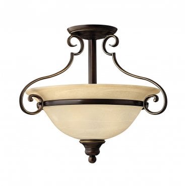 HK-CELLO-SF Cello 2 Light Semi Flush Light in an Antique Bronze Finish