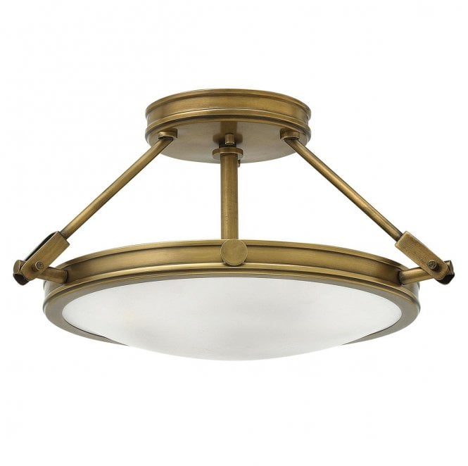 Hinkley HK-COLLIER-SF-S Collier 3 Light Semi-Flush in a Hertiage Brass Finish