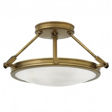HK-COLLIER-SF-S Collier 3 Light Semi-Flush in a Hertiage Brass Finish