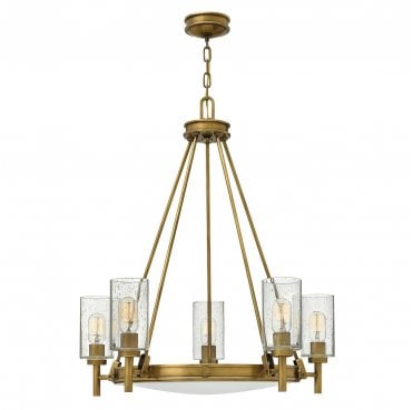 HK-COLLIER5 Collier 5 Light Chandelier in a Hertiage Brass Finish