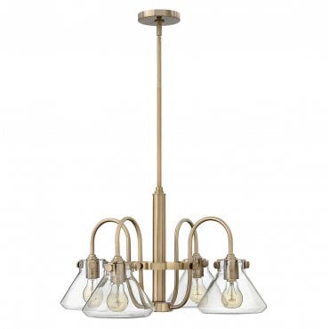 HK-CONGRESS4-A-BC Congress 4 Light Clear Glass Chandelier in a Brushed Caramel Finish
