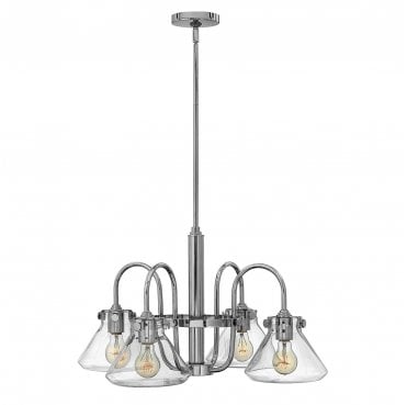 HK-CONGRESS4-A-CM Congress 4 Light Clear Glass Chandelier in a Chrome Finish