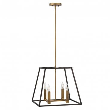 HK-FULTON-4P Fulton 4 Light Pendant Chandelier in a Bronze and Brass Finish