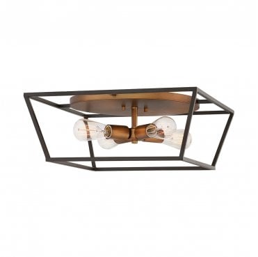 HK-FULTON-F Fulton 4 Light Flush Mount in a Bronze and Brass Finish