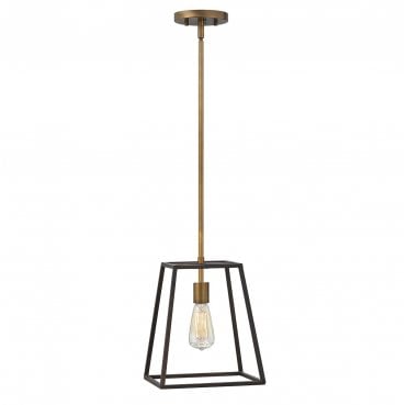 HK-FULTON-P Fulton 1 Light Pendant in a Bronze and Brass Finish