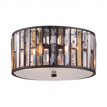 HK-GEMMA-F-VBZ 3 Light Flush Light in a Vintage Bronze Finish