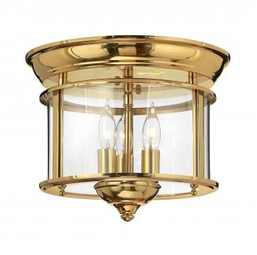 HK-GENTRY-F-PB Gentry 3 Light Flush Light in a Polished Brass Finish