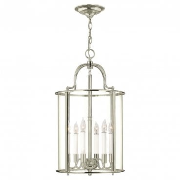 HK-GENTRY-P-L-PN Gentry 6 Light Large Pendant in a Polished Nickel Finish