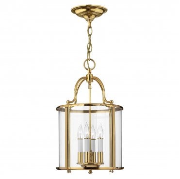 HK-GENTRY-P-M-PB Gentry 4 Light Medium Pendant in a Polished Brass Finish