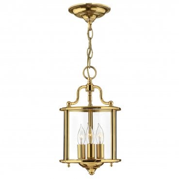 HK-GENTRY-P-S-PB Gentry 3 Light Small Pendant in a Polished Brass Finish