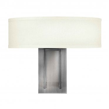 HK-HAMPTON2 Hampton 2 Light Wall Light in an Antique Nickel Finish with an Ivory Shade