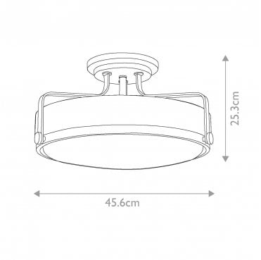 HK-HARPER-SFM-HB-CS Harper 3 Light Medium Semi Flush Light in a Heritage Brass Finish