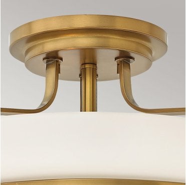 HK-HARPER-SFM-HB Harper 3 Light Medium Semi Flush Light in a Heritage Brass Finish