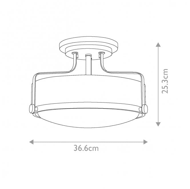 Hinkley HK-HARPER-SFS-HB-CS Harper 3 Light Small Semi Flush Light in a Heritage Brass Finish