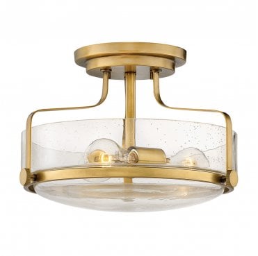 HK-HARPER-SFS-HB-CS Harper 3 Light Small Semi Flush Light in a Heritage Brass Finish