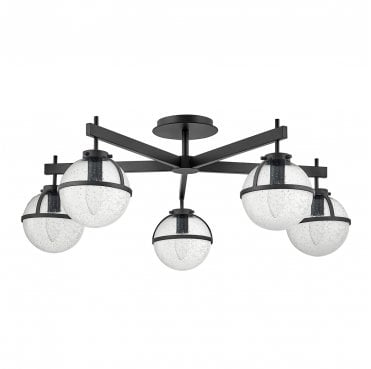 HK-HOLLIS-5-C-BK Hollis IP44 5 Light Semi Flush Light in a Black Finish