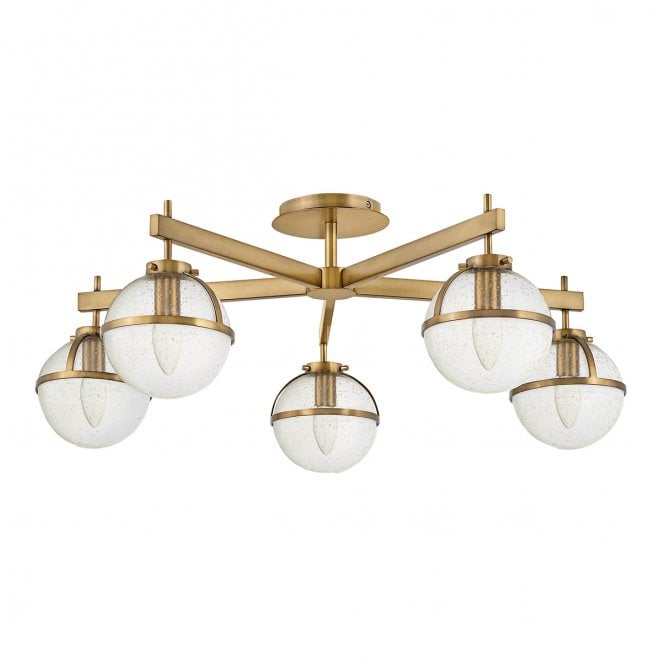 Hinkley HK-HOLLIS-5-C-HB Hollis IP44 5 Light Semi Flush Light in a Heritage Brass Finish