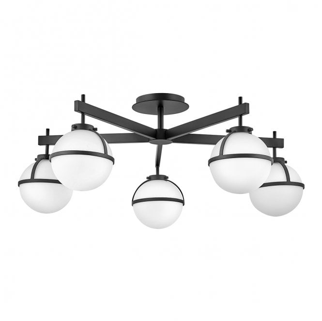 Hinkley HK-HOLLIS-5-O-BK Hollis IP44 5 Light Semi Flush Light in a Black Finish