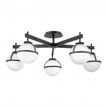 HK-HOLLIS-5-O-BK Hollis IP44 5 Light Semi Flush Light in a Black Finish