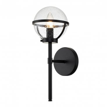 HK-HOLLIS1-C-BK-BATH Hollis IP44 1 Light Wall Light in a Black Finish