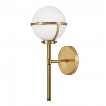 HK-HOLLIS1-O-HB-BATH Hollis IP44 1 Light Wall Light in a Hertiage Brass Finish
