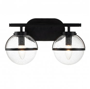 HK-HOLLIS2-C-BK-BATH Hollis IP44 2 Light Wall Light in a Black Finish