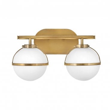HK-HOLLIS2-O-HB-BATH Hollis IP44 2 Light Wall Light in a Hertiage Brass Finish