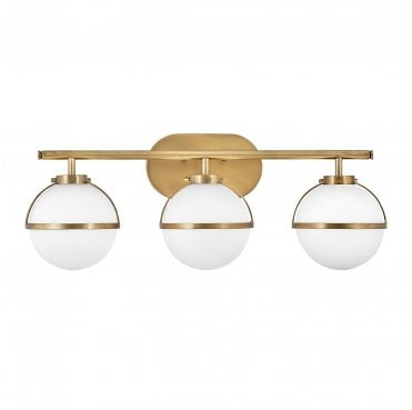 HK-HOLLIS3-O-HB-BATH Hollis IP44 3 Light Wall Light in a Hertiage Brass Finish