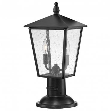 HK-HUNTERSFIELD3-M-BK Huntersfield Outdoor IP44 2 Light Medium Pedestal Lantern in a Black Finish