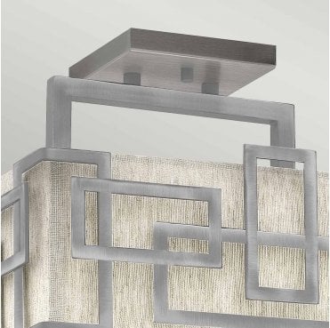 HK-LANZA-SF-AN Lanza 3 Light Semi Flush Light in an Antique Nickel Finish