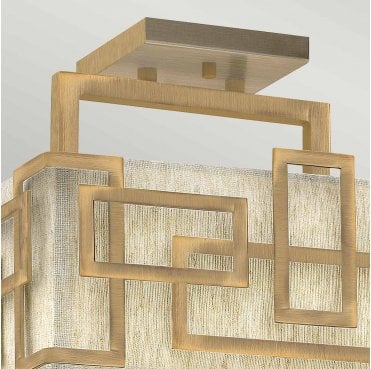 HK-LANZA-SF-BR Lanza 3 Light Semi Flush Light in a Brushed Bronze Finish