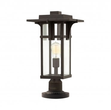 HK-MANHATTAN3-M Manhattan Outdoor IP44 1 Light Pedestal in an Oil Rubbed Bronze Finish