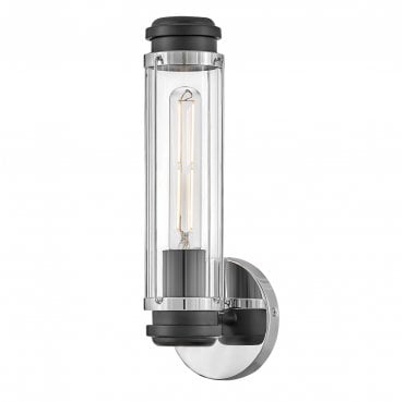 HK-MASTHEAD1-PCBK Masthead 1 Light Wall Light in a Polished Chrome and Black Finish