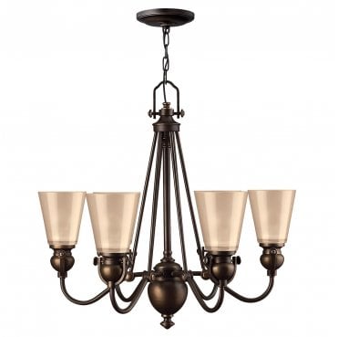 HK-MAYFLOWER6 Mayflower 6 Light Chandelier in an Old Bronze Finish