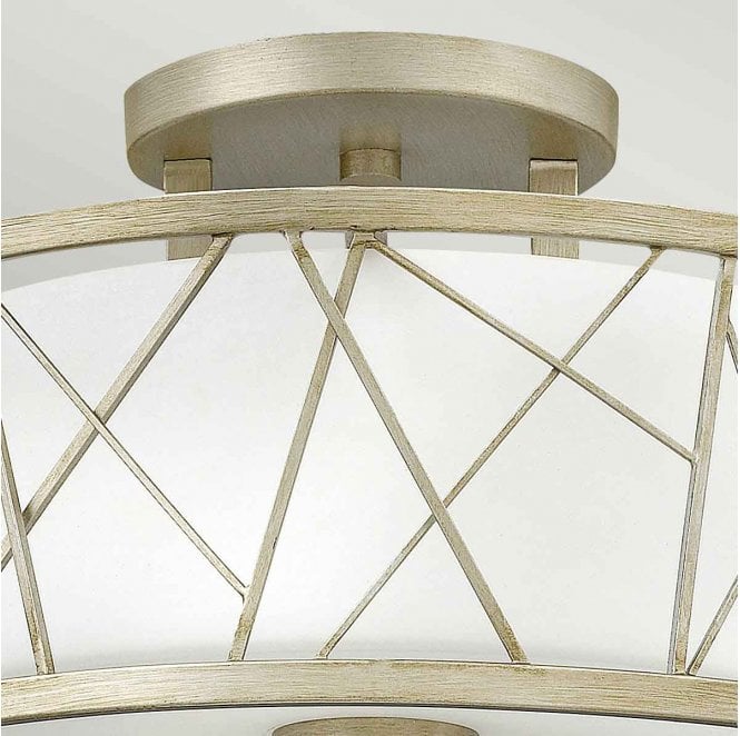 Hinkley HK-NEST-SF-SL Nest 3 Light Semi Flush in a Silver Leaf Finish with Linen Glass